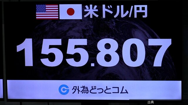 [速報] 円相場急上昇！155円台前半に