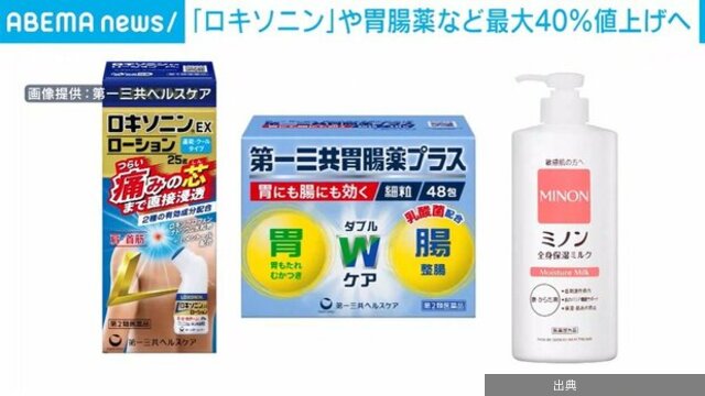 [悲報] 第一三共ヘルスケア「ロキソニン」など最大40%値上げ